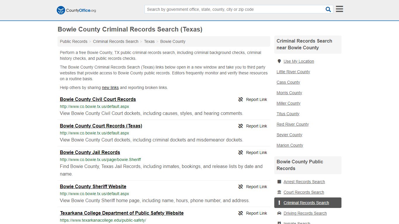 Bowie County Criminal Records Search (Texas) - County Office