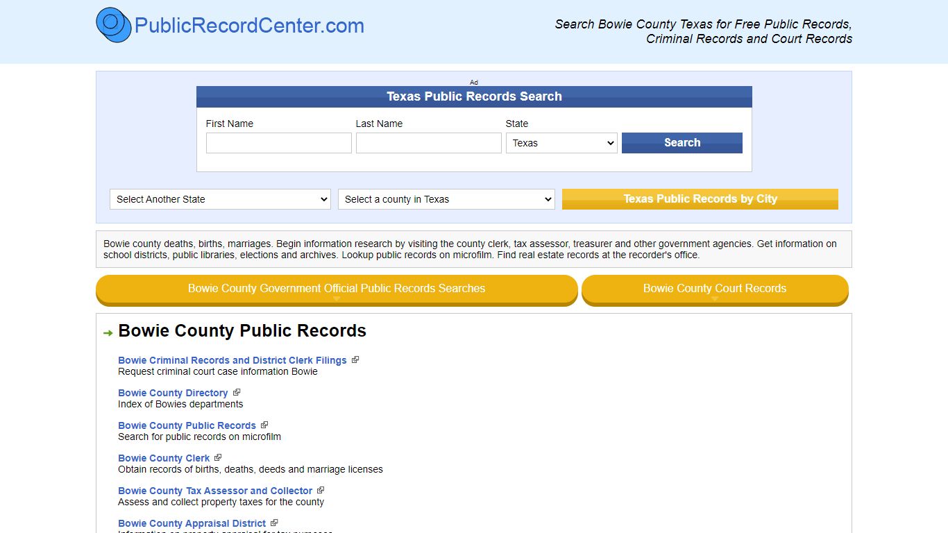 Bowie County Texas Free Public Records - Court Records - Criminal Records